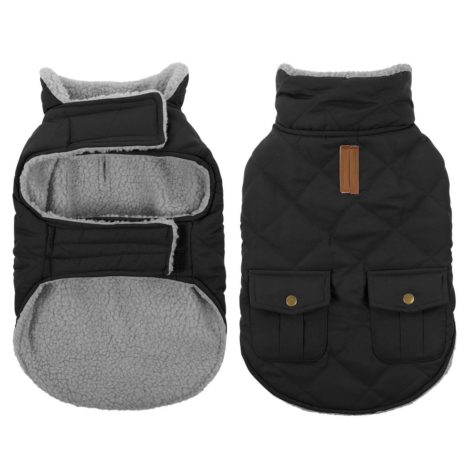 Queenmore dog winter coat warm puffer keeps pets cozy during chilly walks.
