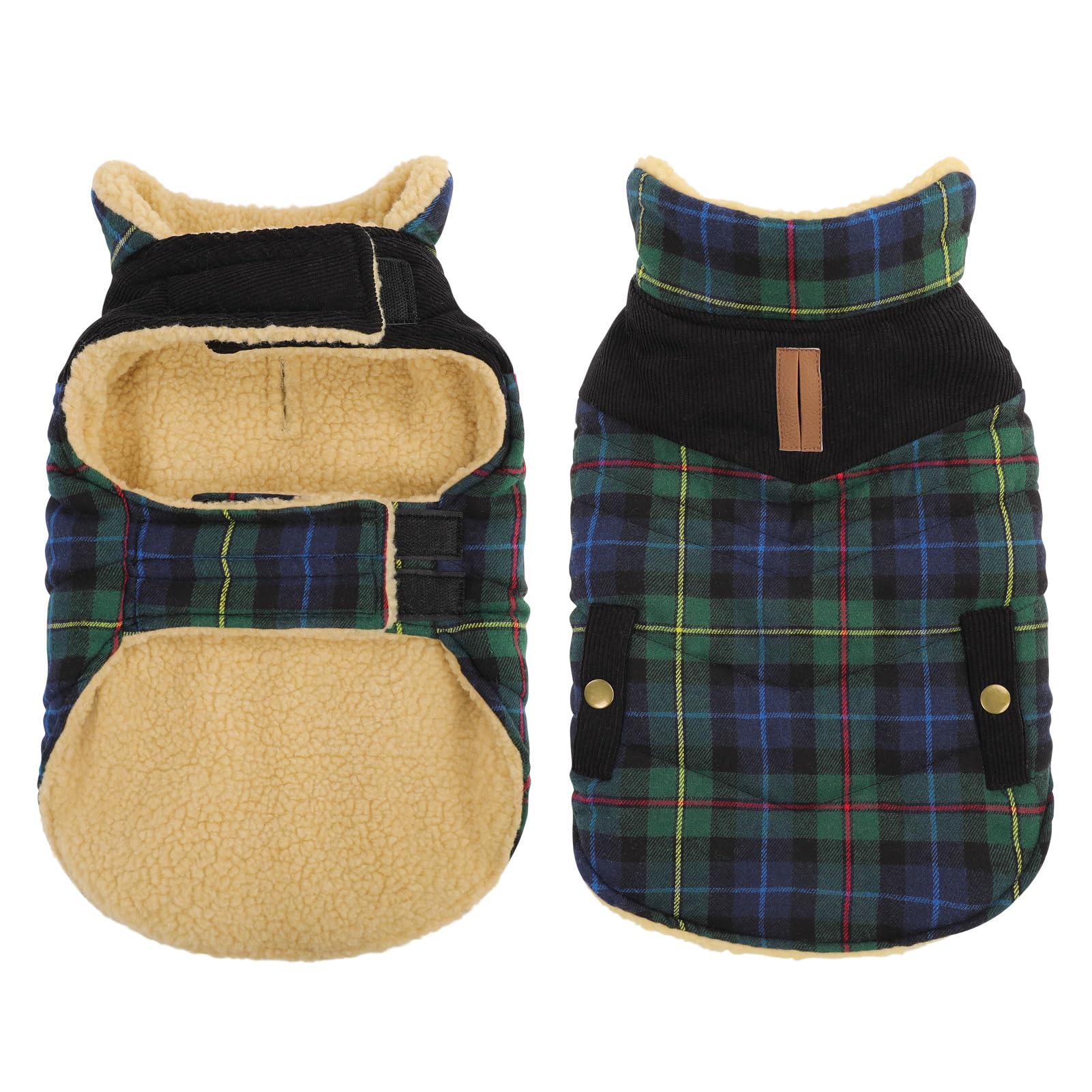 Queenmore Dog Winter Coat waterproof back pocket shows convenient storage for treats on cold walks.