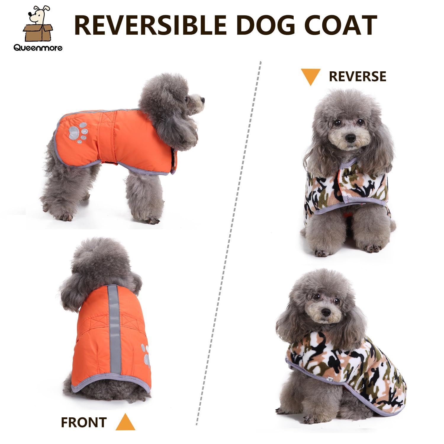 Queenmore eight-size range XS to XL ensures a proper fit for most small to large dogs.