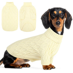 Queenmore knitted XS dog sweater close-up knit shows soft warmth for chilly days.