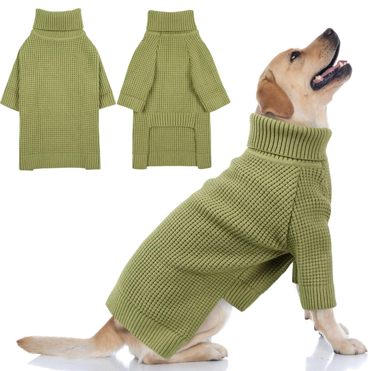 Queenmore Large Dog Sweater front view shows warm knit for chilly walks.