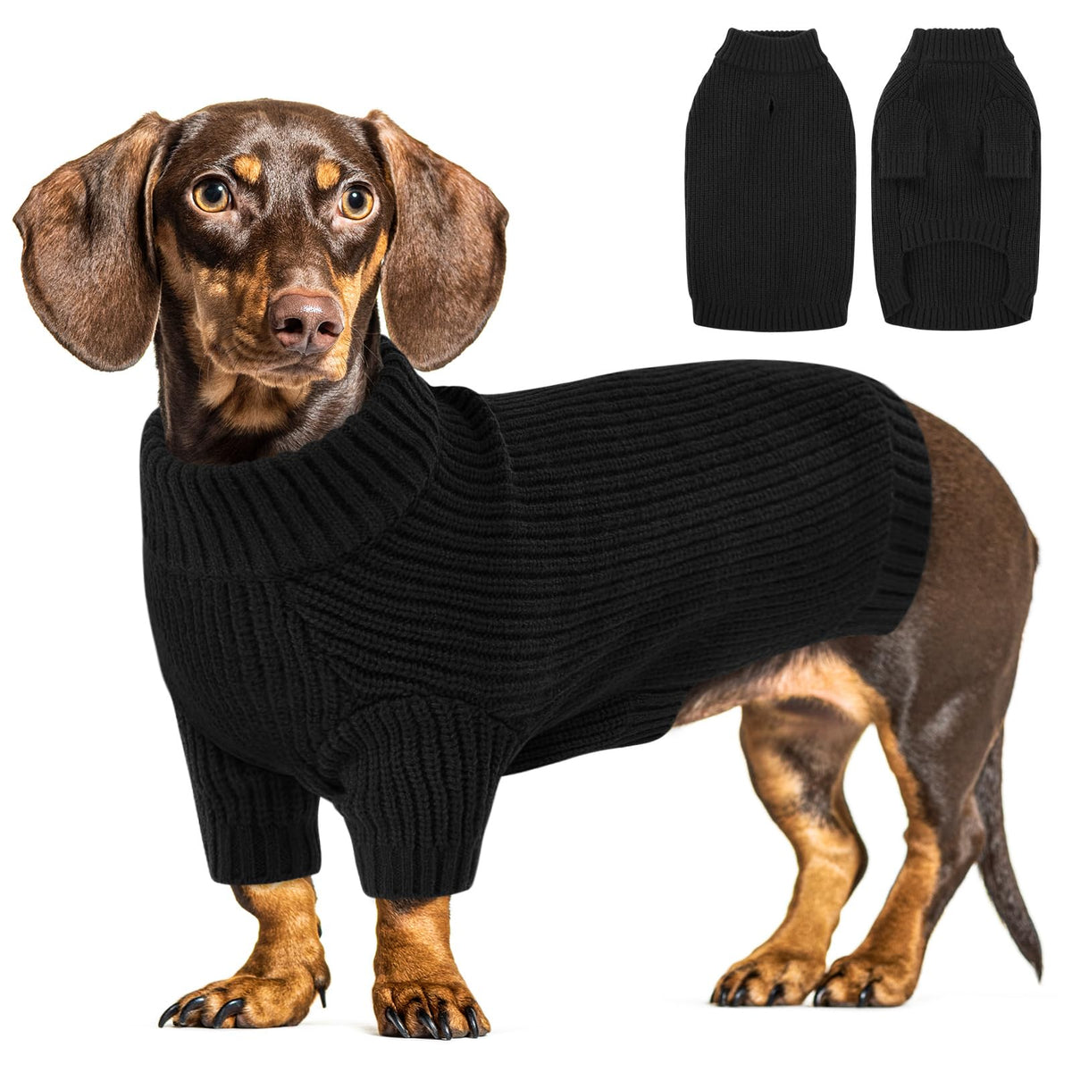 Queenmore large dog sweater front view shows full coverage and cozy knit warmth for chilly walks.