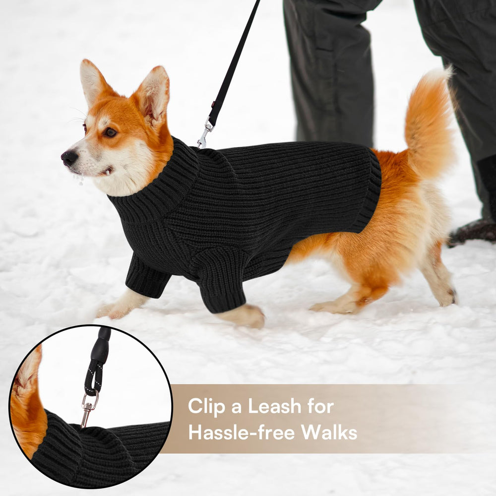 Queenmore large dog sweater with harness compatibility for comfortable leash walks.