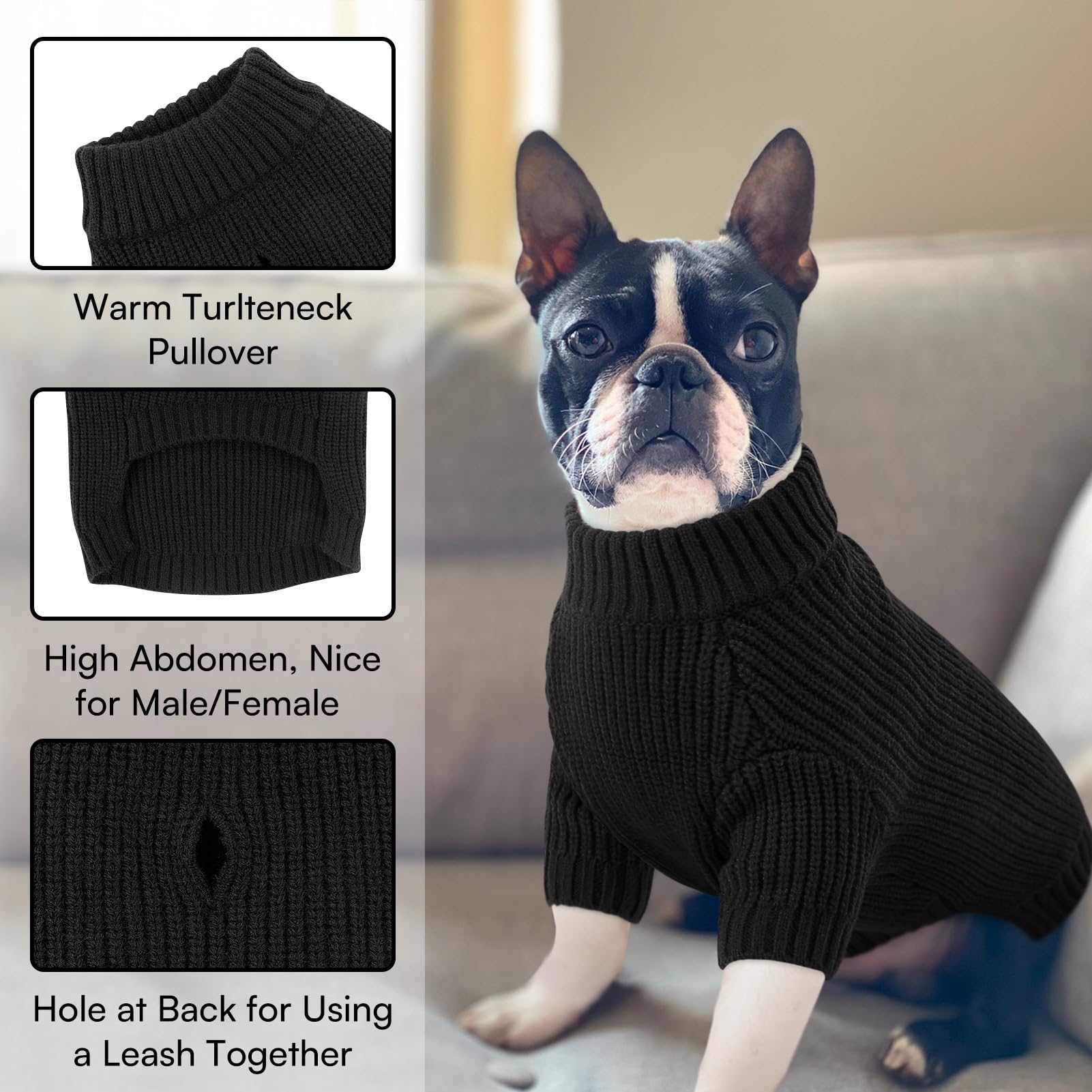Queenmore large dog sweater knit closeup showcases soft texture and durable stitching.