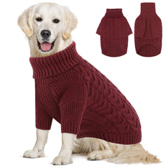 Queenmore medium dog sweater burgundy front view keeps your dog warm and cozy