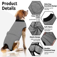 Queenmore recovery-suit-e-collar-alternative illustrates comfortable full coverage compared to traditional cones.