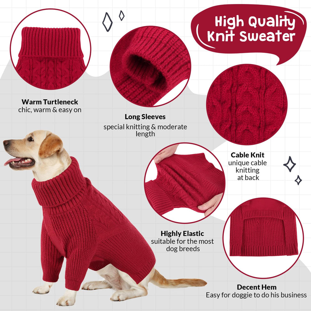 Queenmore red dog sweater holiday-ready for festive photos