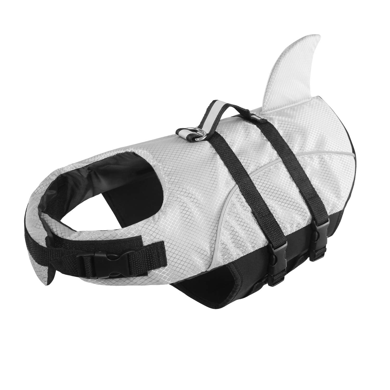Queenmore Ripstop Dog Life Jacket model wearing size small to medium fit