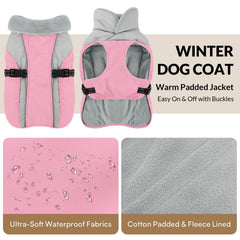 Queenmore small dog coat pink back view showcases warmth and park-ready style.
