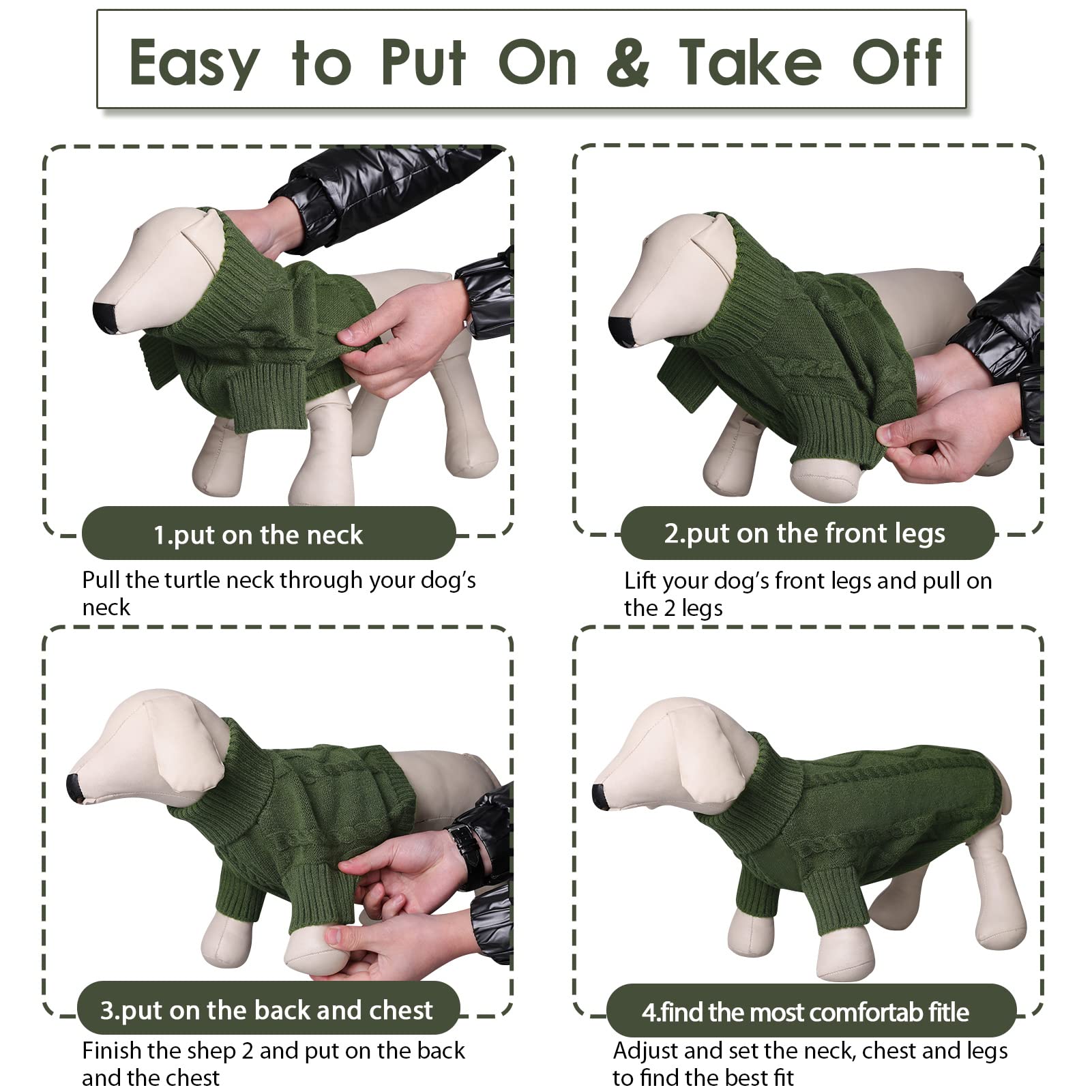 Queenmore army green pullover closeup emphasizes elastic knit for easy wear