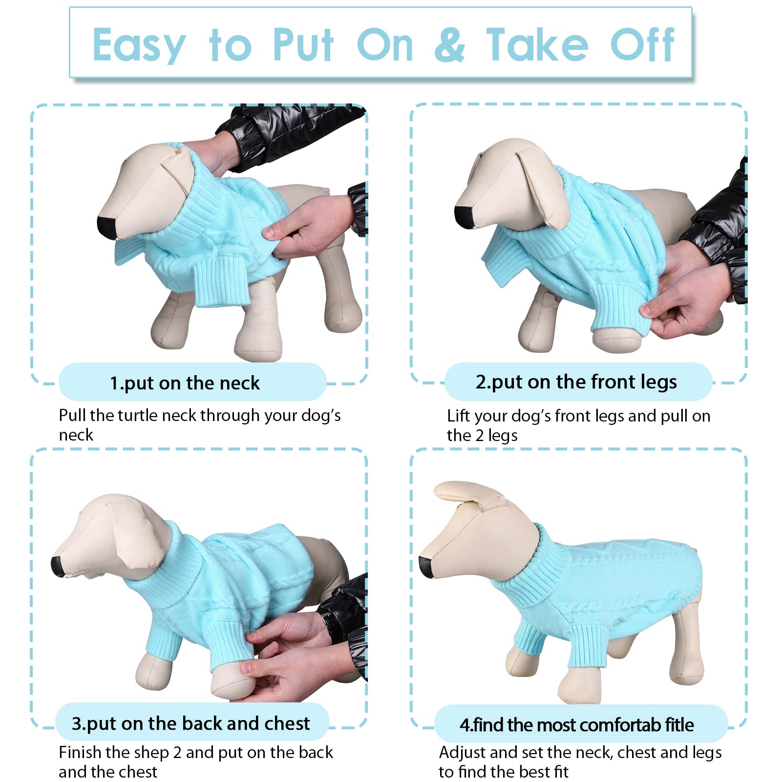 Queenmore small dog pullover sky blue walk shows secure fit during chilly strolls