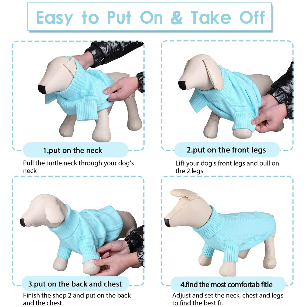 Queenmore small dog pullover sky blue walk shows secure fit during chilly strolls