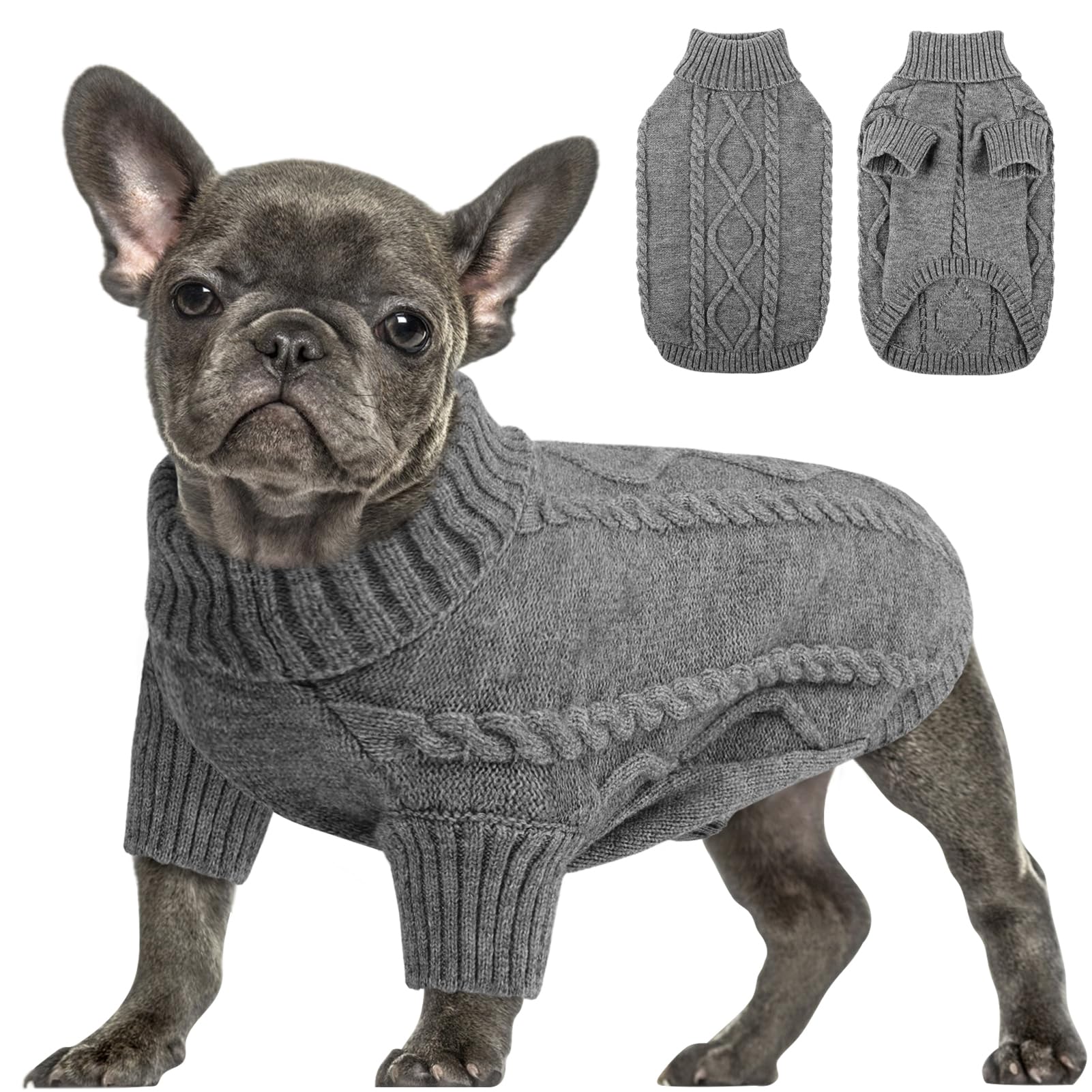 Queenmore small dog pullover in slate grey keeps your pup warm on chilly walks