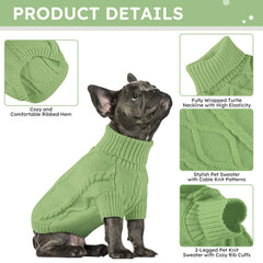 Queenmore small dog pullover sweater green back view keeps warmth during walks