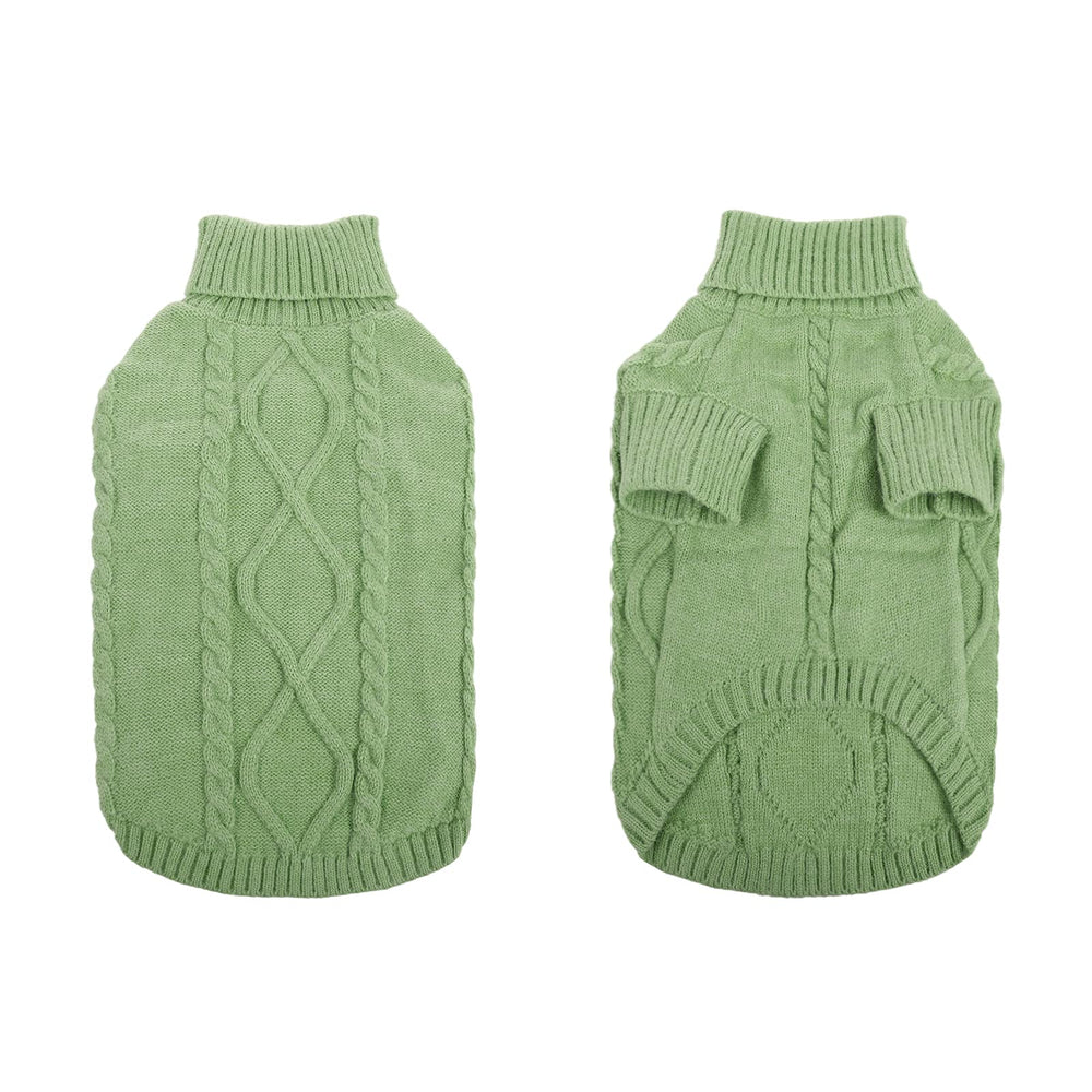 Queenmore turtleneck knit close-up in green for warmth
