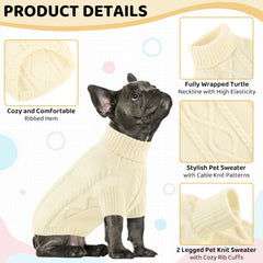 Queenmore small dog pullover sweater white turtleneck closeup highlights neck warmth and cozy protection