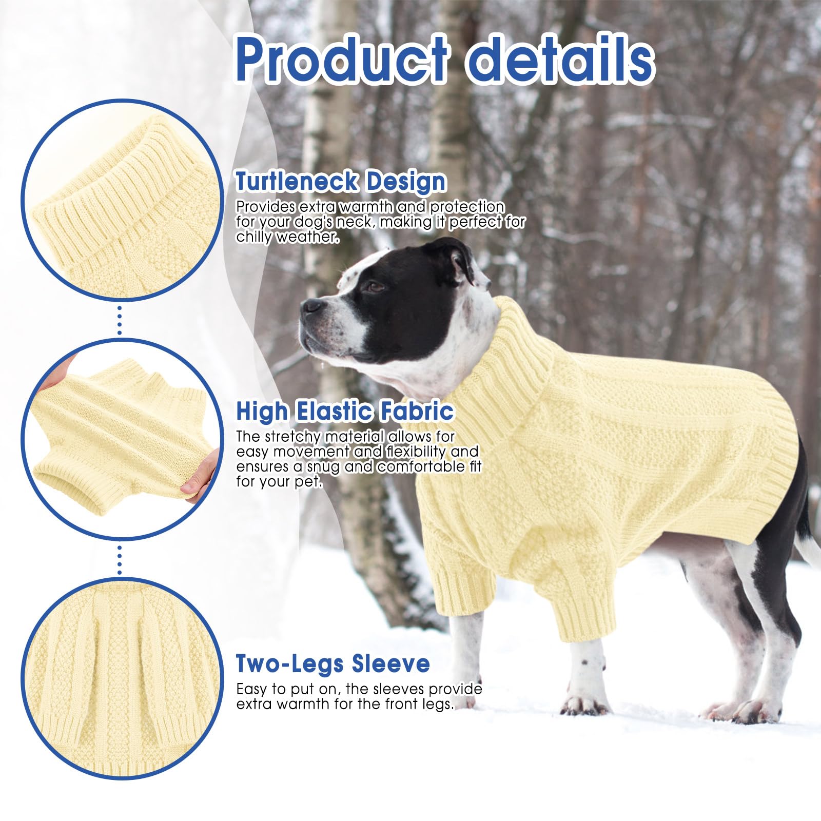 Queenmore small dog sweater classic-cable-knit pattern adds timeless style for pups.