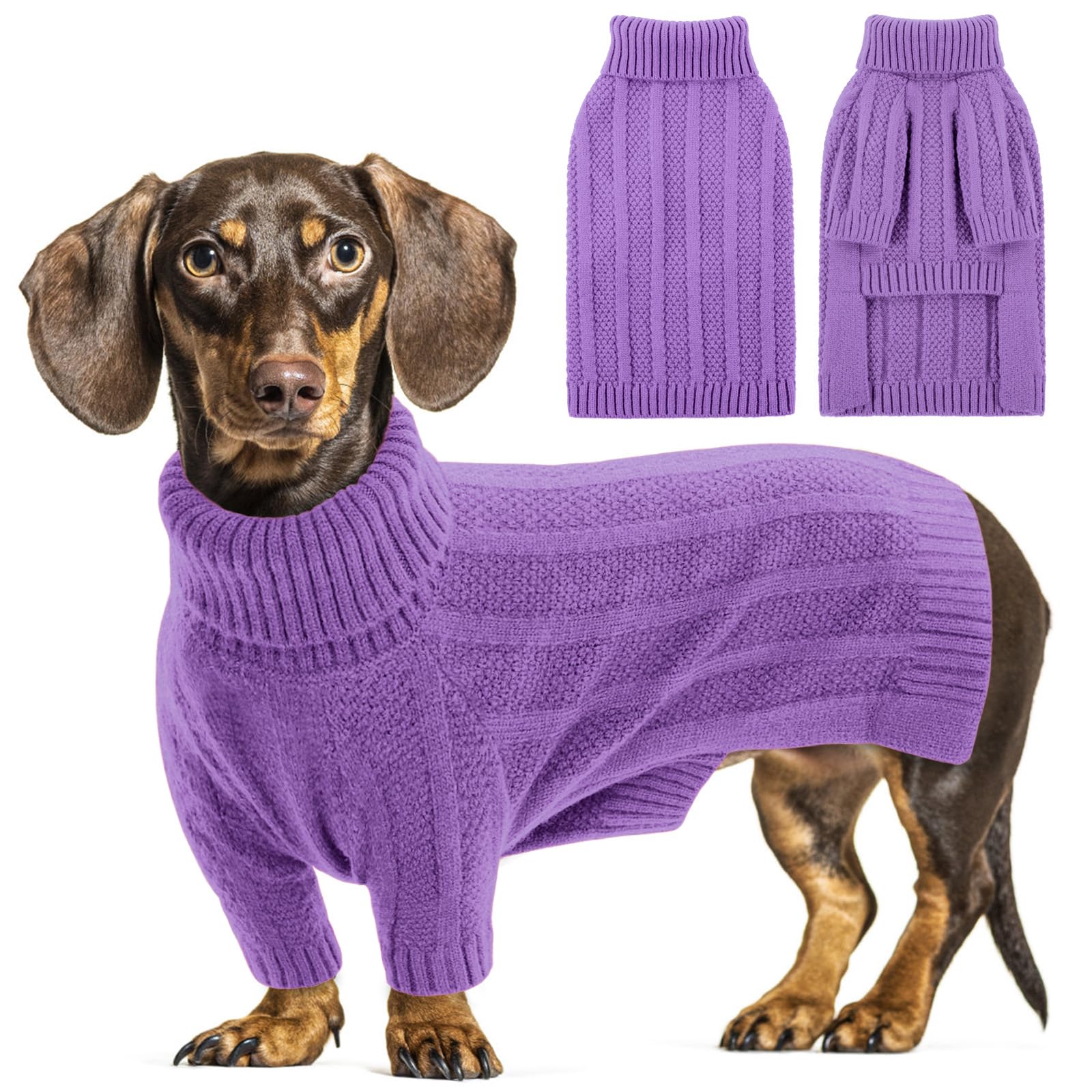 Queenmore small dog sweater turtleneck closeup showing cozy winter warmth and soft knit