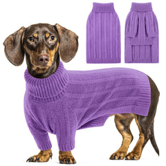 Queenmore small dog sweater turtleneck closeup showing cozy winter warmth and soft knit