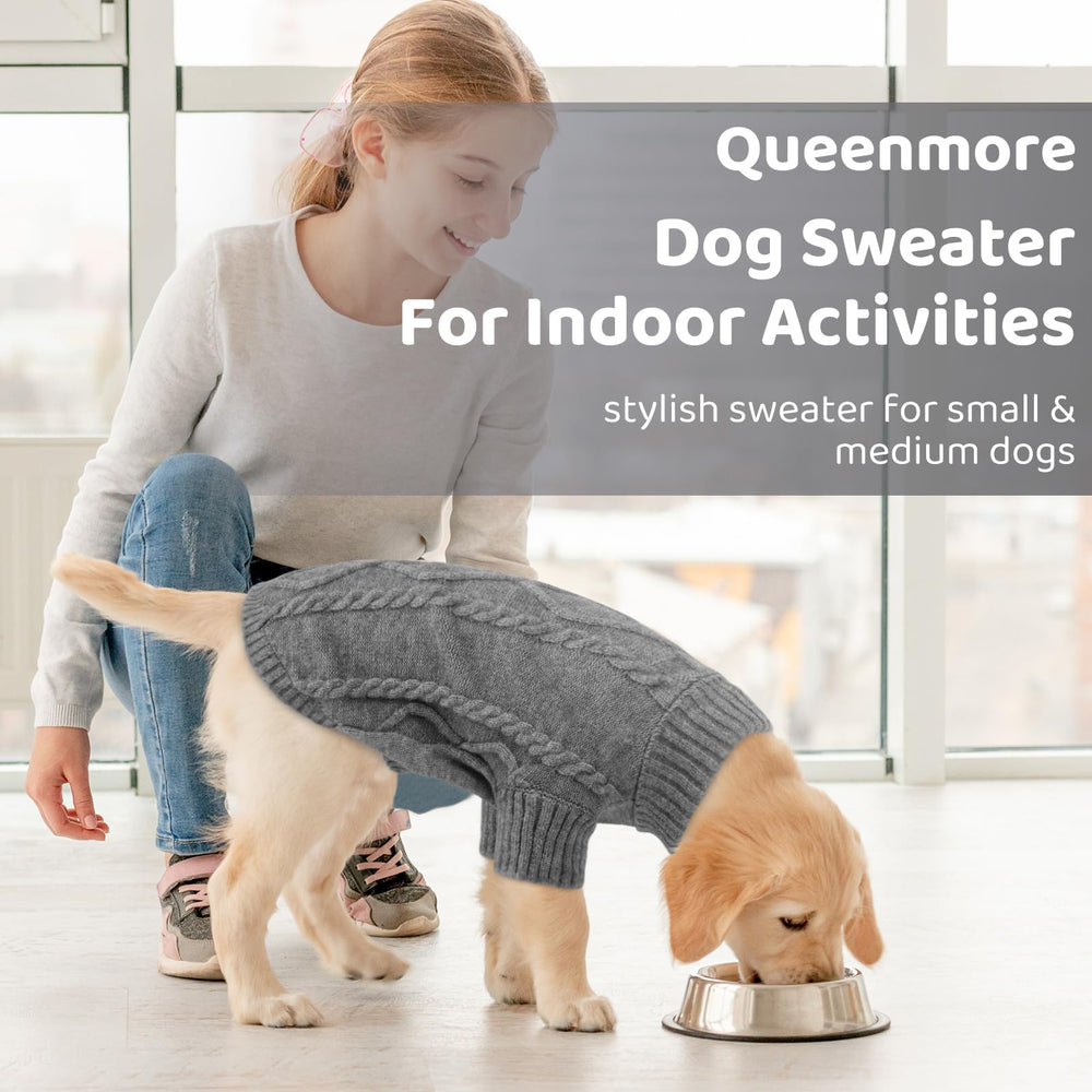 Queenmore warm knit sweater in solid colors offers versatile dog fashion