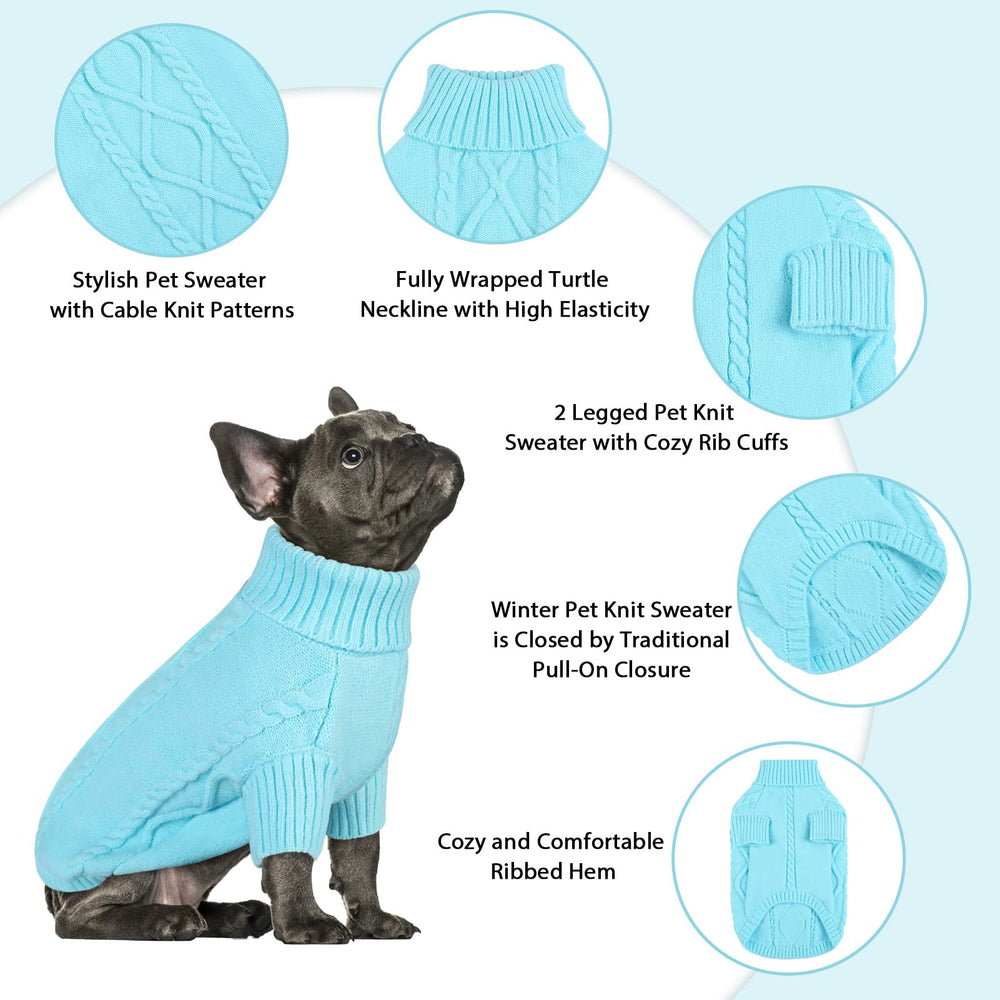 Queenmore turtleneck dog sweater full-wrap secures neck, chest and belly warmth
