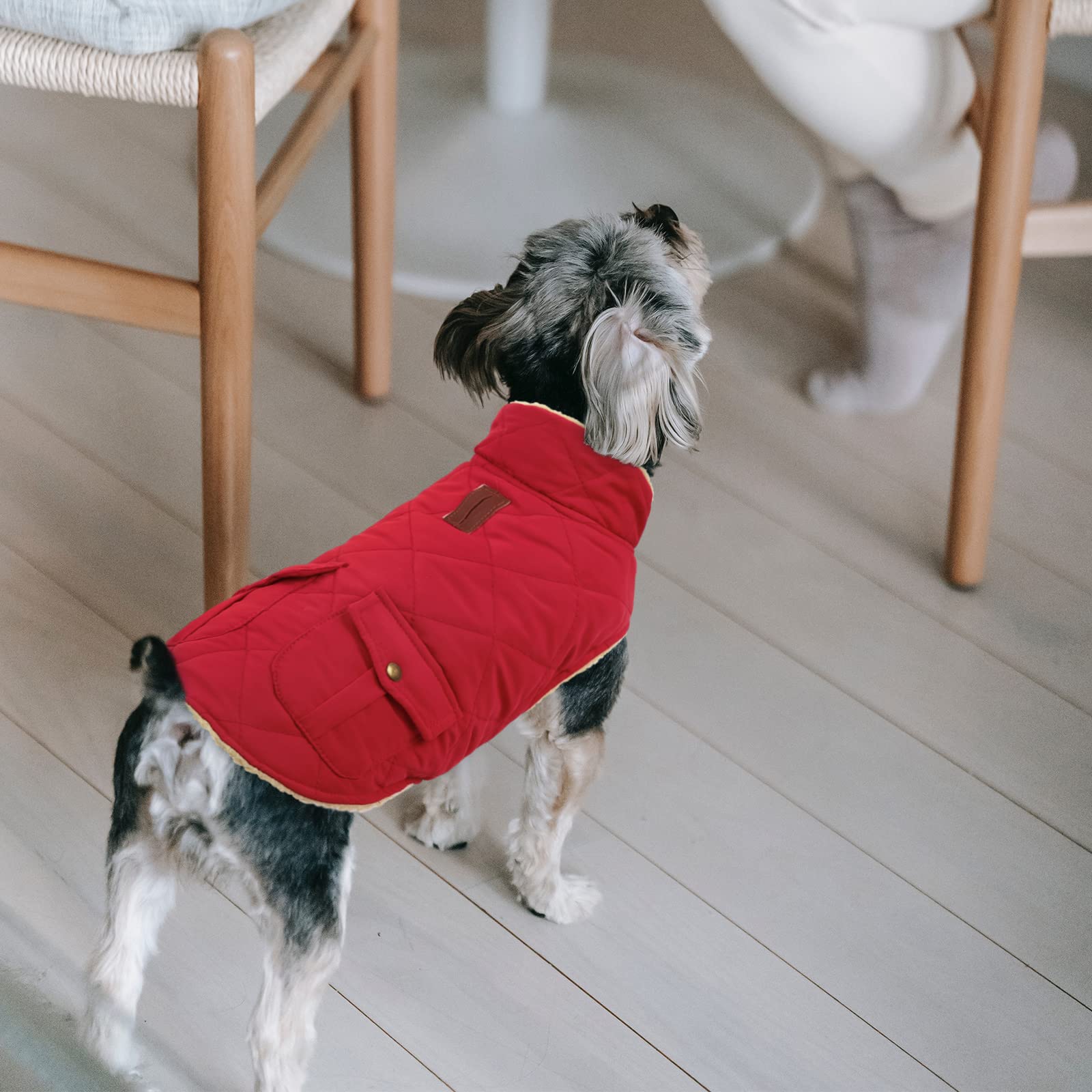 Queenmore warm coat shows turn-down collar that reveals plush interior.