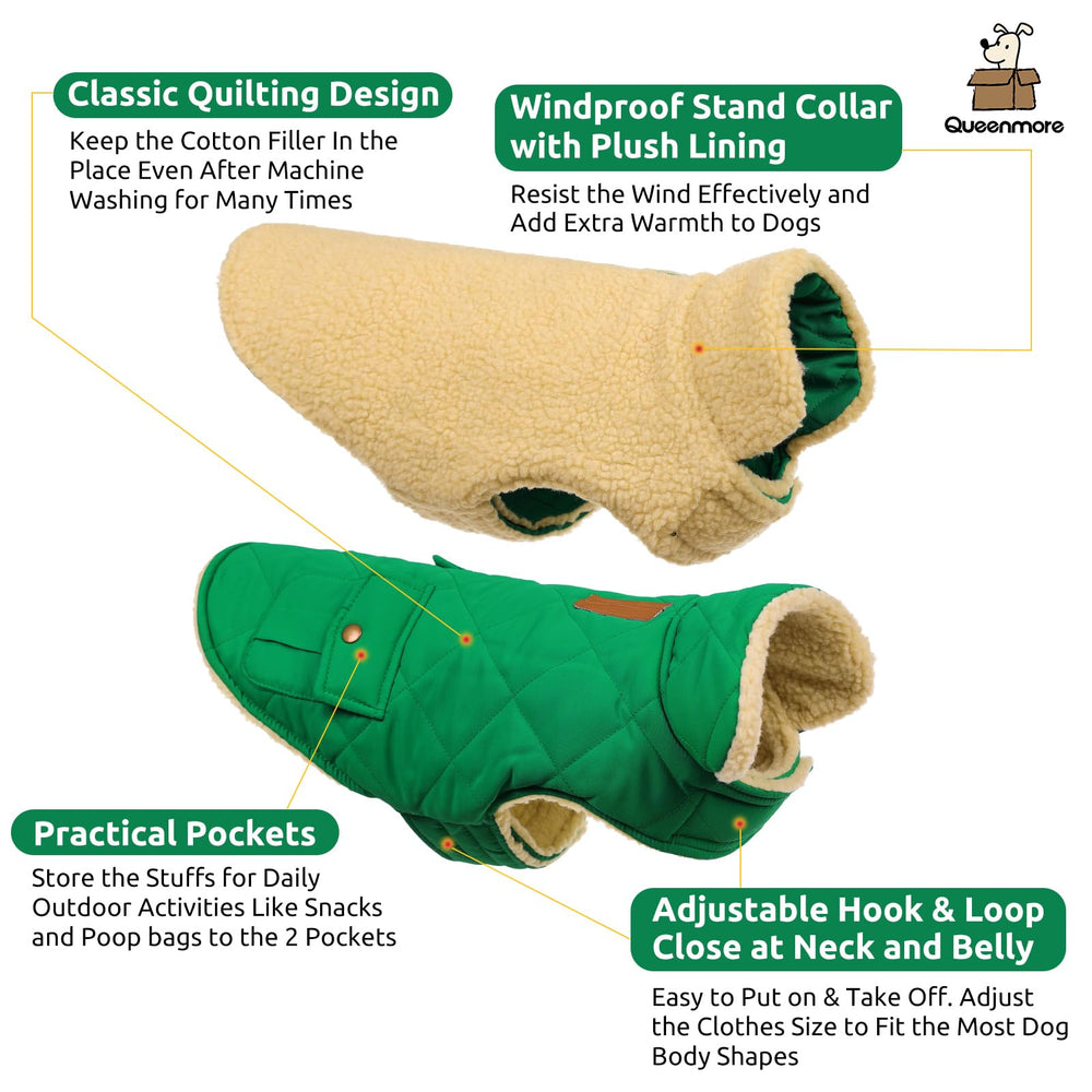 Queenmore Warm Dog Coat back pocket showing storage for snacks and bags