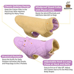 Queenmore warm dog coat back pocket showing snack storage on walks