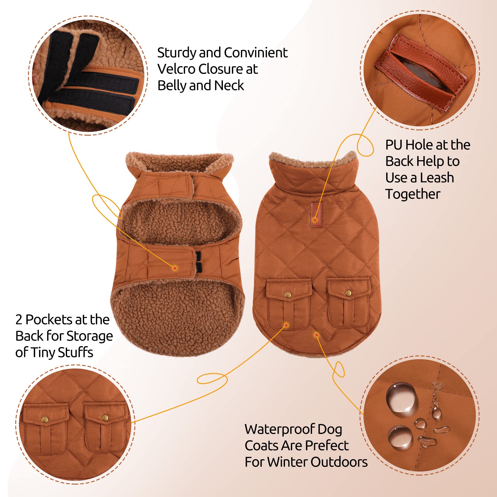 Queenmore warm dog coat plush lining visible at collar for cozy warmth.