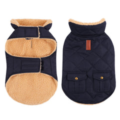 Queenmore Warm Dog Coat front view highlights ultra-warm plush lining for cold walks.