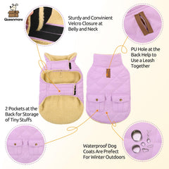 Queenmore warm dog coat leash hole for secure close walks