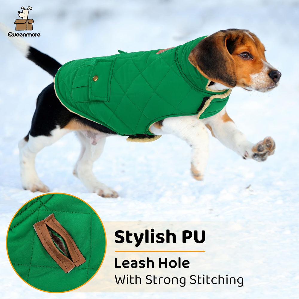 Queenmore Warm Dog Coat plush lining closeup emphasizes sherpa softness and insulation