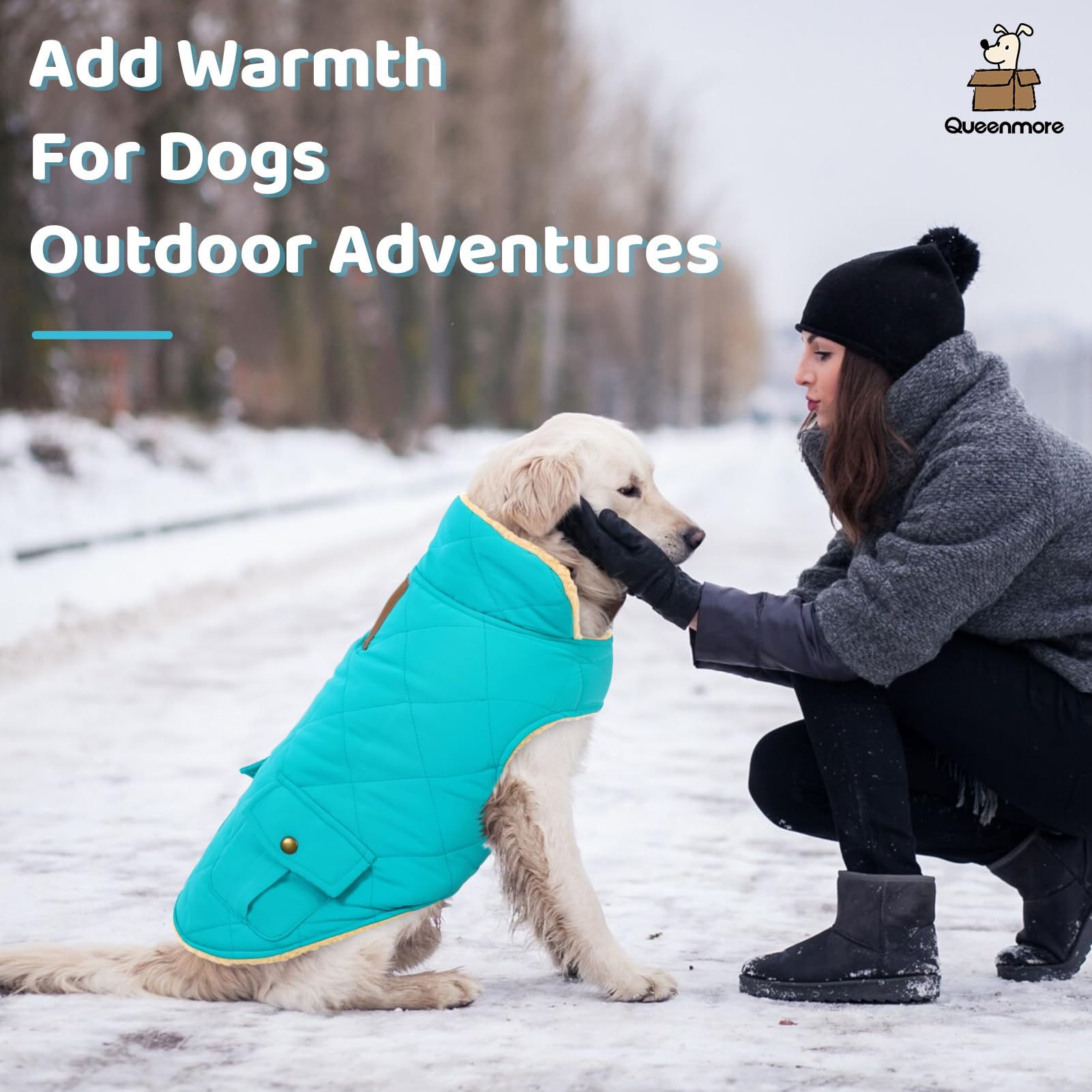 Queenmore windproof collar view demonstrates wind protection and style.