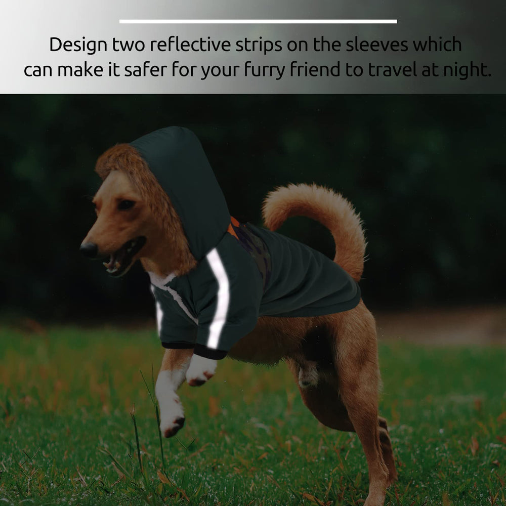 Queenmore warm dog winter coat sleeves with reflective strips improve night visibility