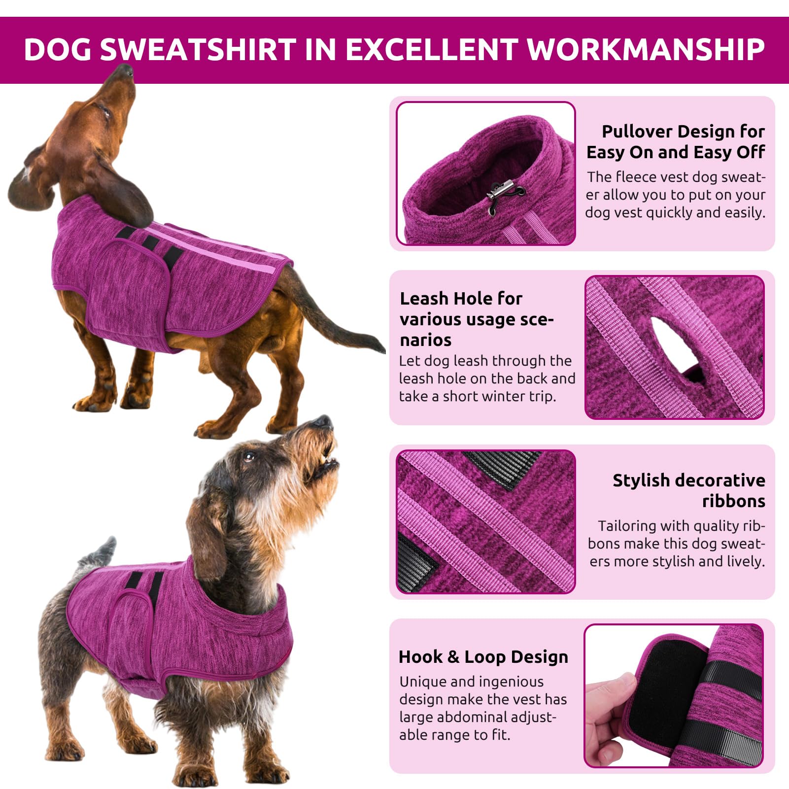 Closeup of Queenmore warm fleece vest fabric, soft and cozy for cold weather