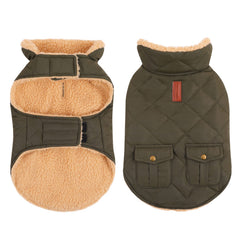 Queenmore Warm Puffer Dog Coat front view highlighting quilted exterior and plush lining for cold walks