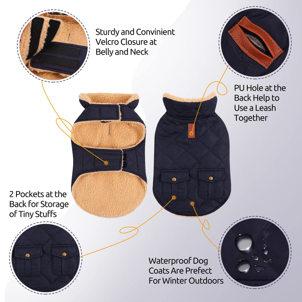 Queenmore warm puffer dog coat windproof collar close-up for wind protection