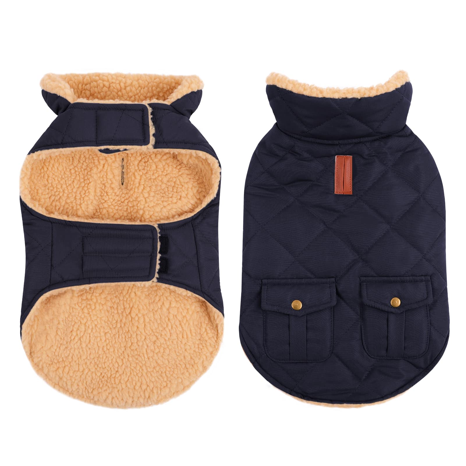 Queenmore warm puffer dog jacket front view for cozy winter walks