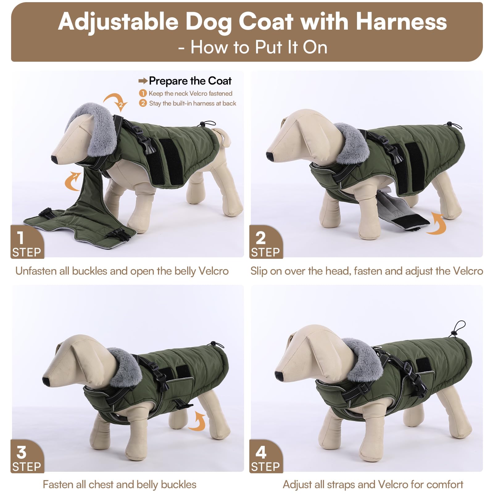 Queenmore adjustable belly and collar ensure a snug fit for XL breeds.