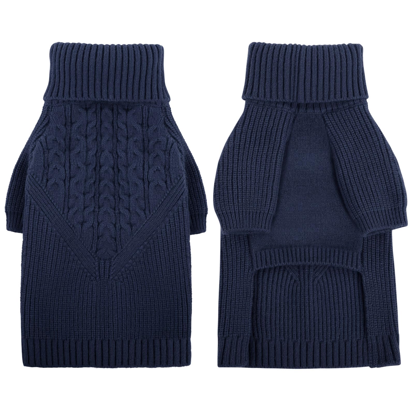 Queenmore XL dog sweater navy blue flat lay showcases sizing and versatile styling