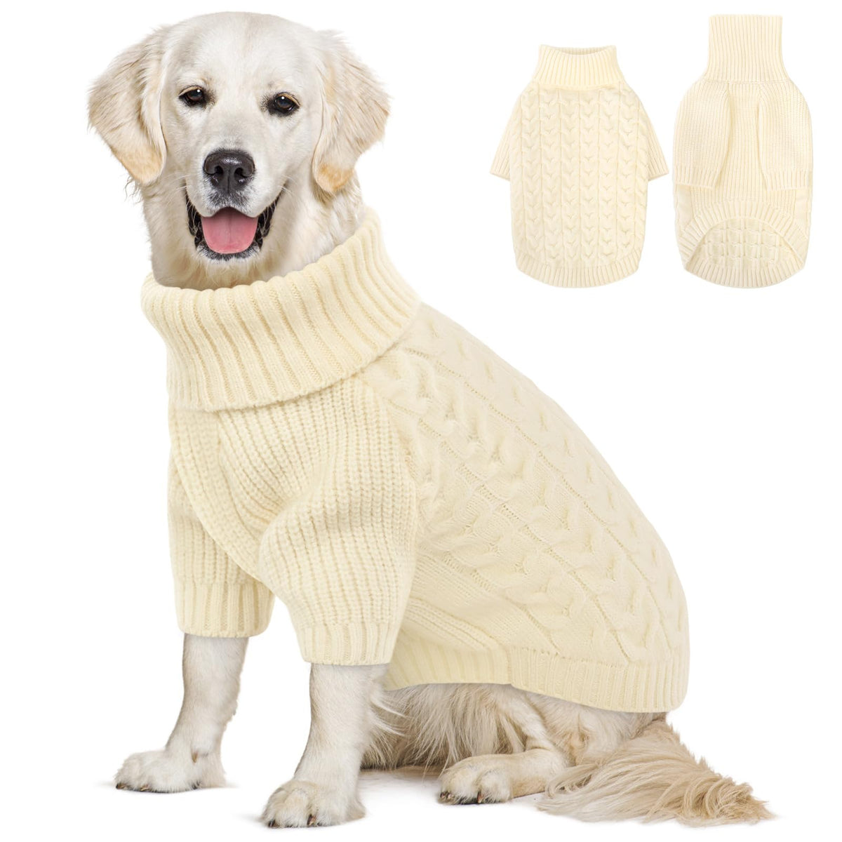 Queenmore XL dog sweater with soft fleece knit keeps dogs warm and cozy.