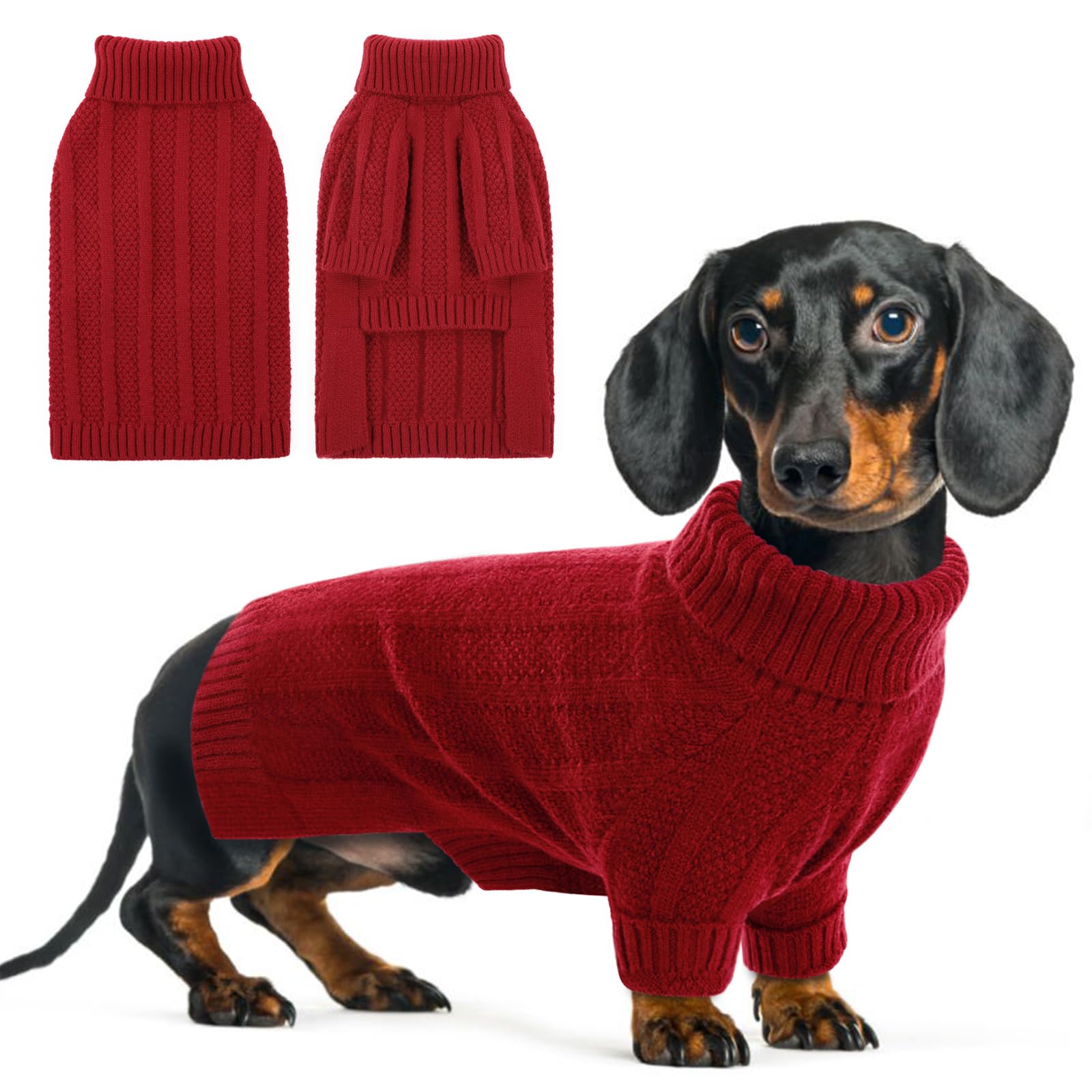 Queenmore XSmall dog sweater red XS front view for winter warmth during outdoor strolls