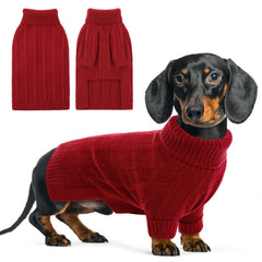 Queenmore XSmall dog sweater red XS front view for winter warmth during outdoor strolls