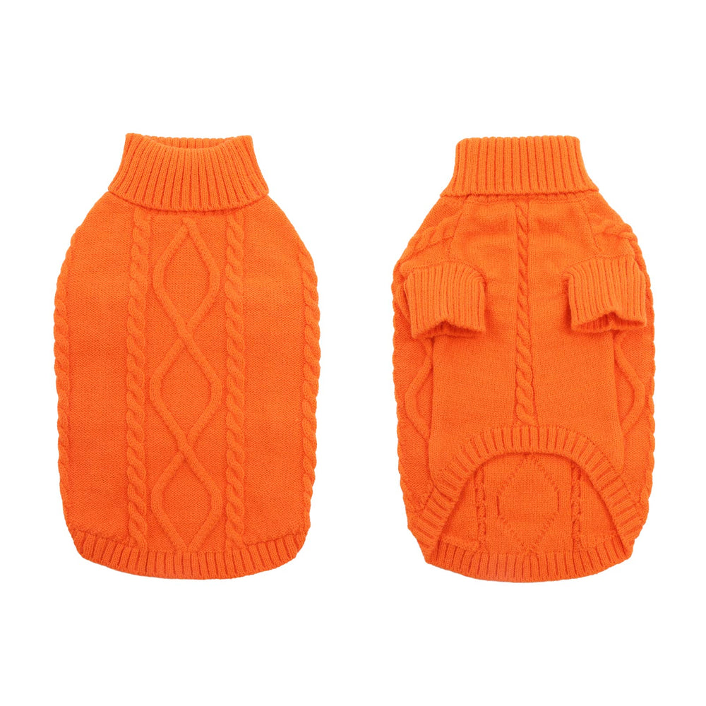 Queenmore XXL dog sweater orange color option highlights stylish look during winter walks.