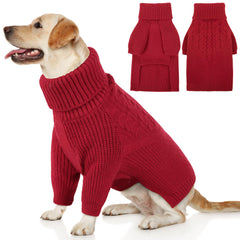 Queenmore XXL dog sweater red front view showing cozy warmth for large dogs