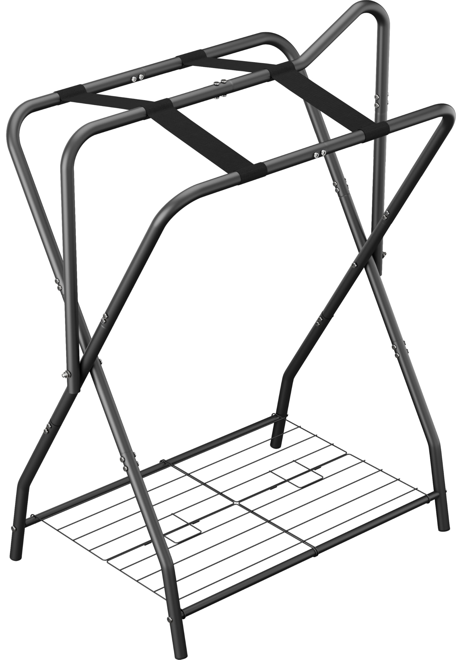 Queension foldable saddle rack assembly saves space in tack room