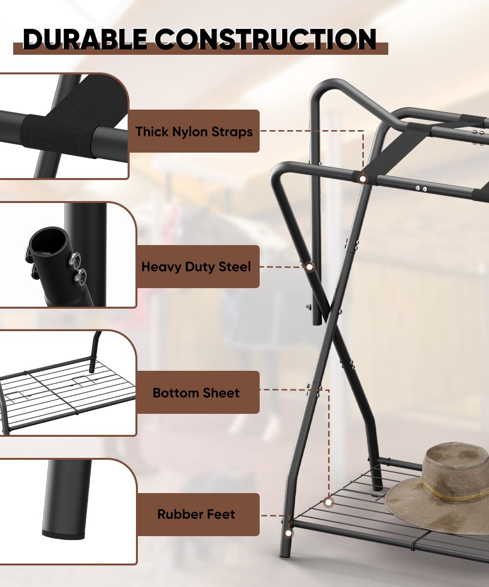 Queension saddle rack matte black coating resists dirt and scratches