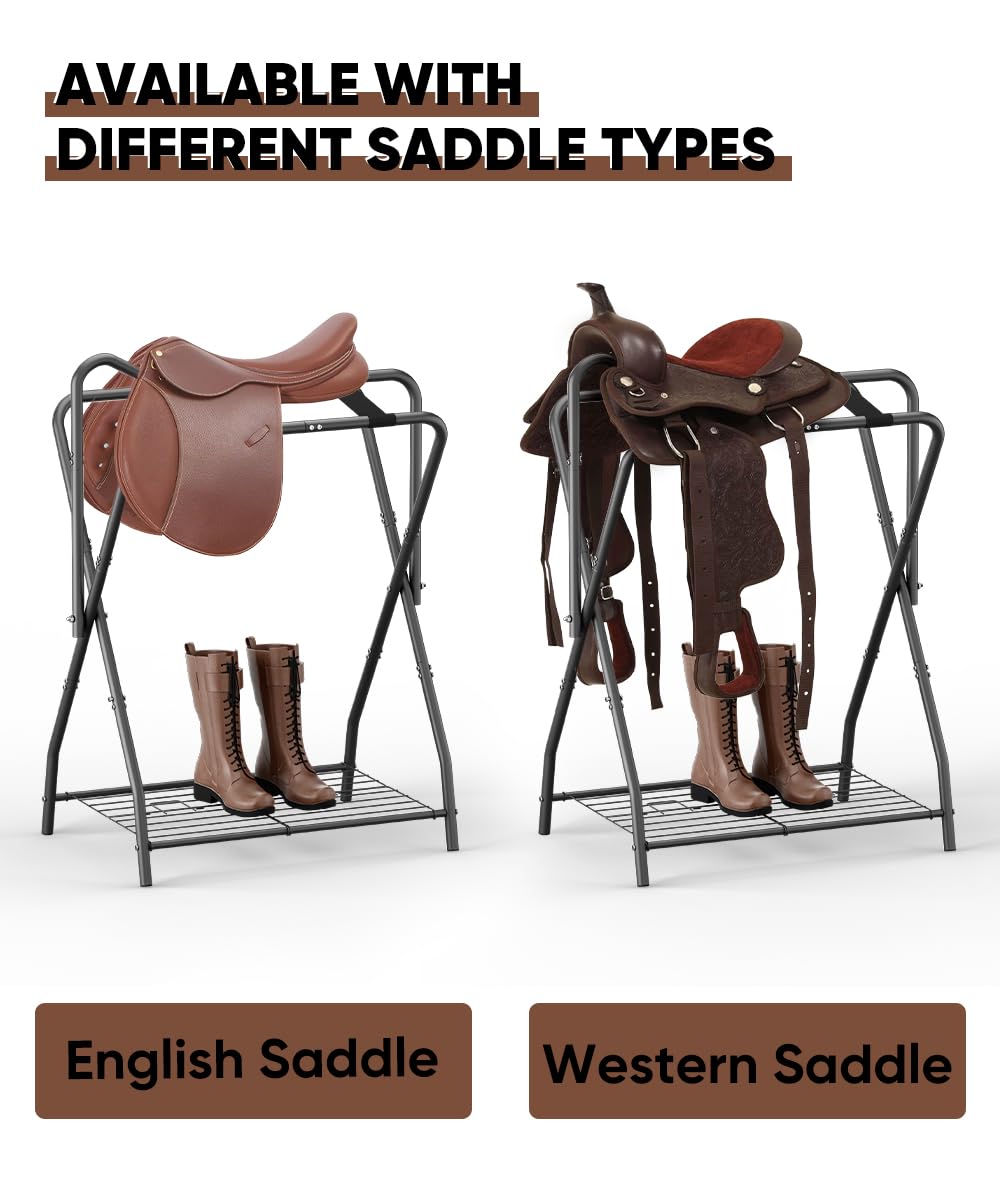 Queension saddle rack non-slip arms securely grip English and Western saddles