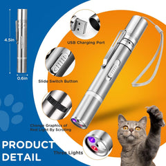 QUEOPFU Cat Laser Toy with detachable feather wand for interactive sessions