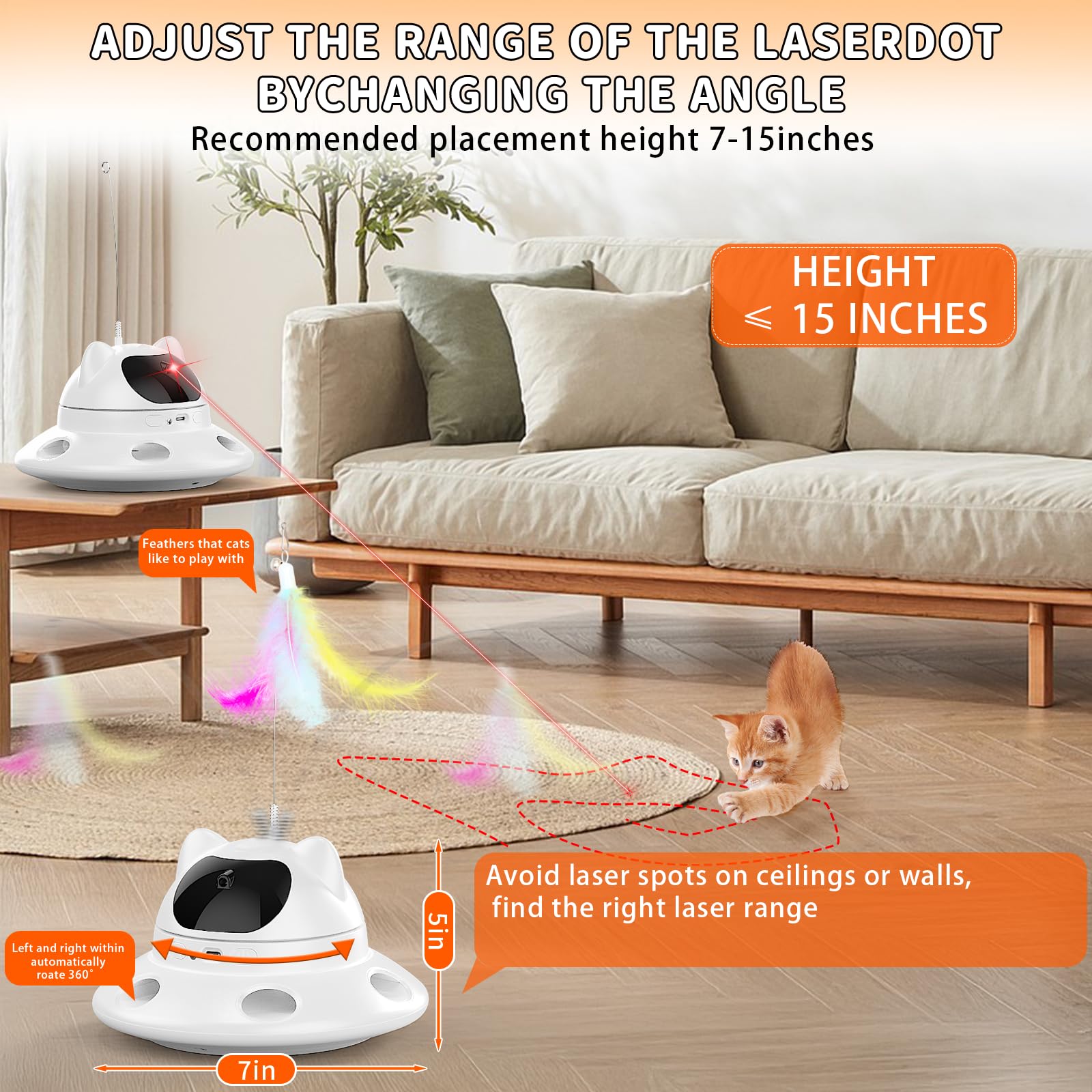 QUEOPFU Cat Laser Toy durable ABS construction withstands enthusiastic paws